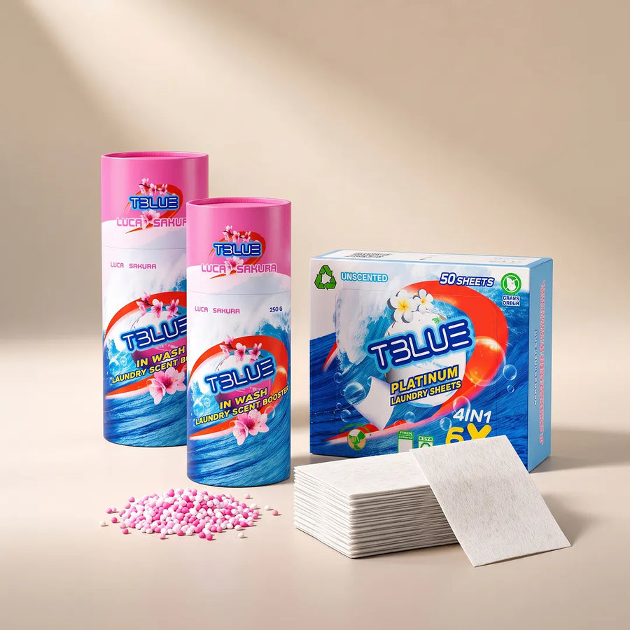 TBLUE TWIN Pack In-Wash Scent Booster 500g + Laundry 100 Sheets BUNDLE