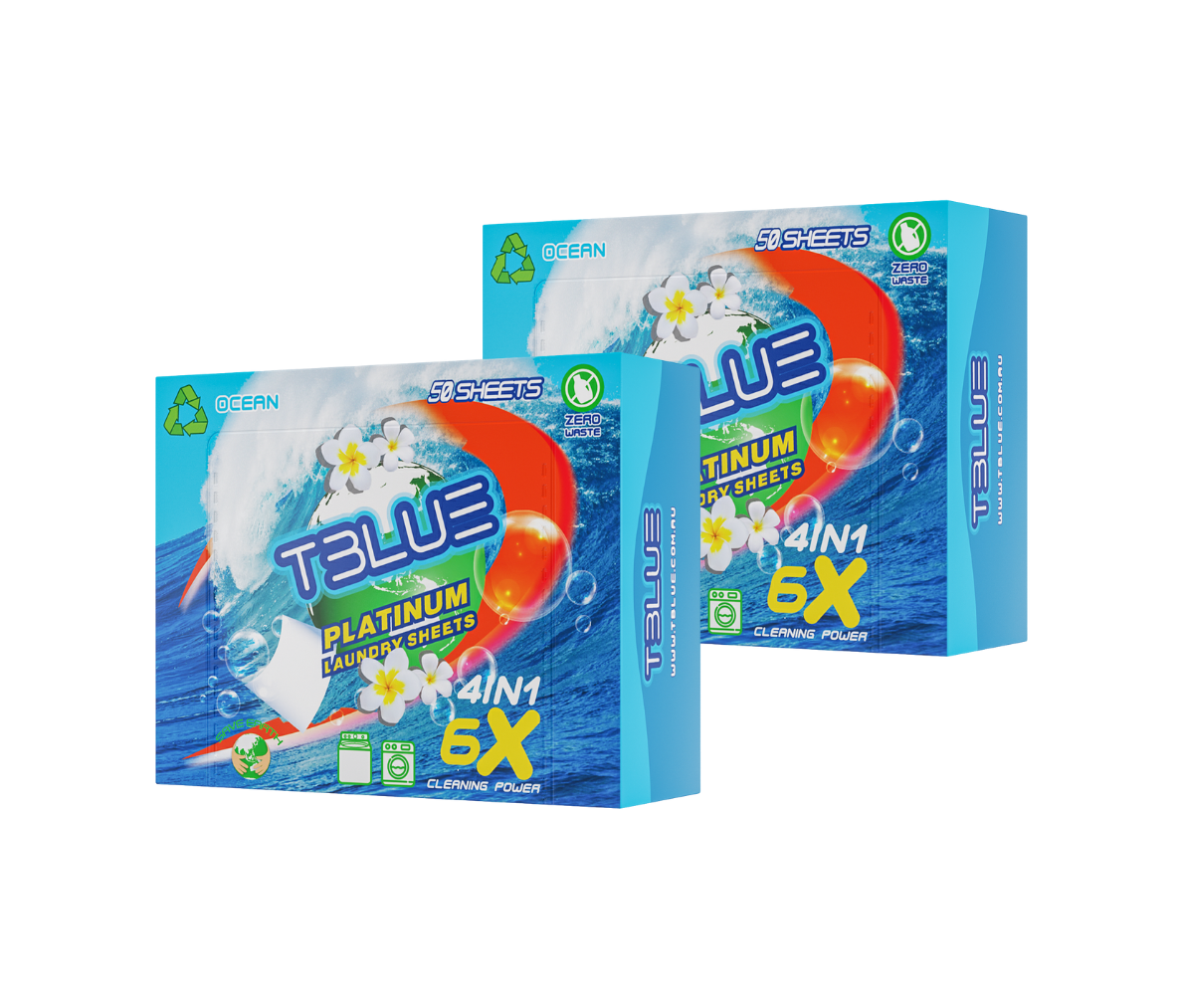 TBLUE Laundry detergent Sheet - 50 Loads - TWIN PACK (2 Boxes)