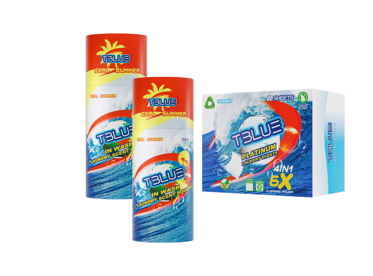 TBLUE TWIN Pack In-Wash Scent Booster 250g + Laundry 100 Sheets BUNDLE