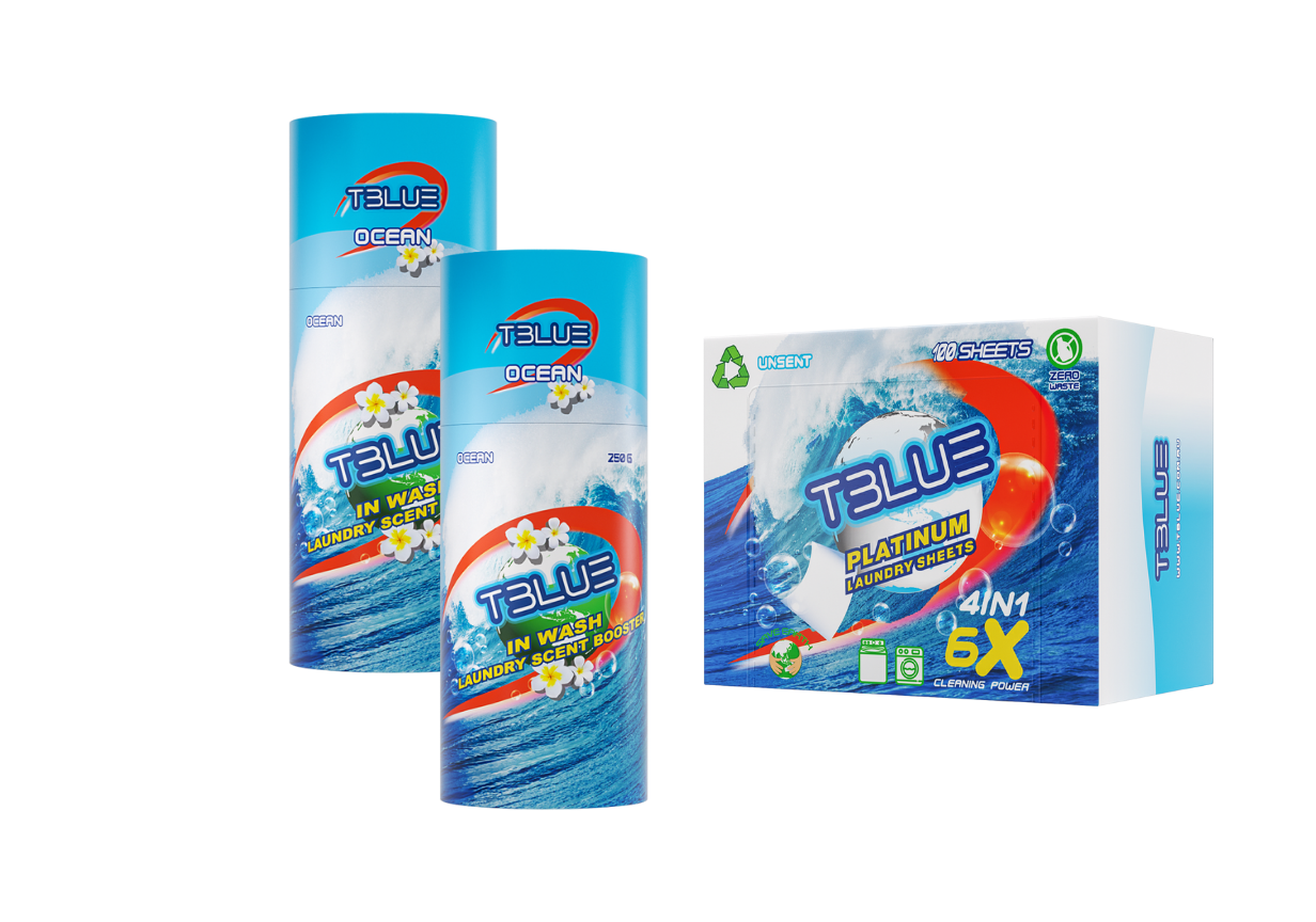 TBLUE TWIN Pack In-Wash Scent Booster 250g + Laundry 100 Sheets BUNDLE